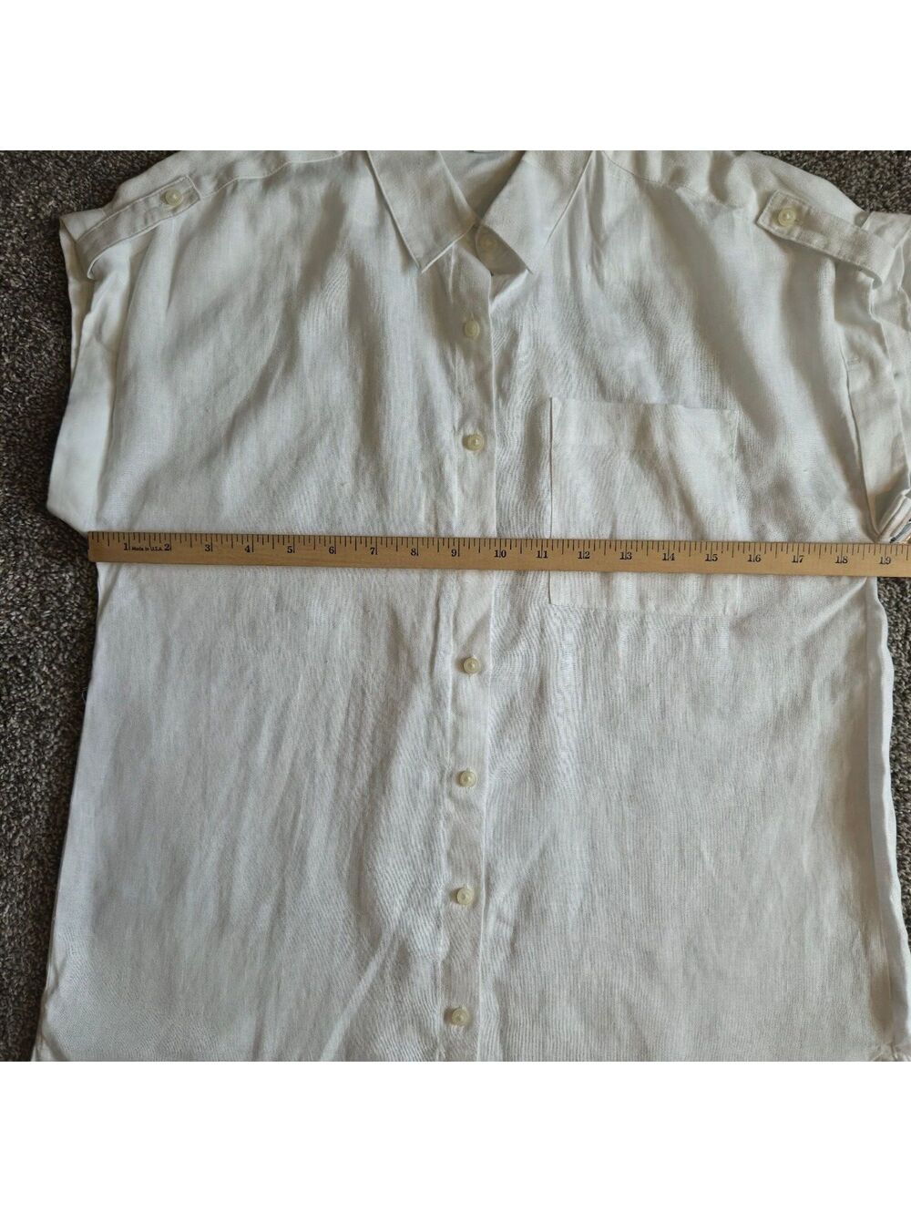 Lord + Taylor White Linen Blend Button-Up Shirt Size Small - Picture 5 of 7